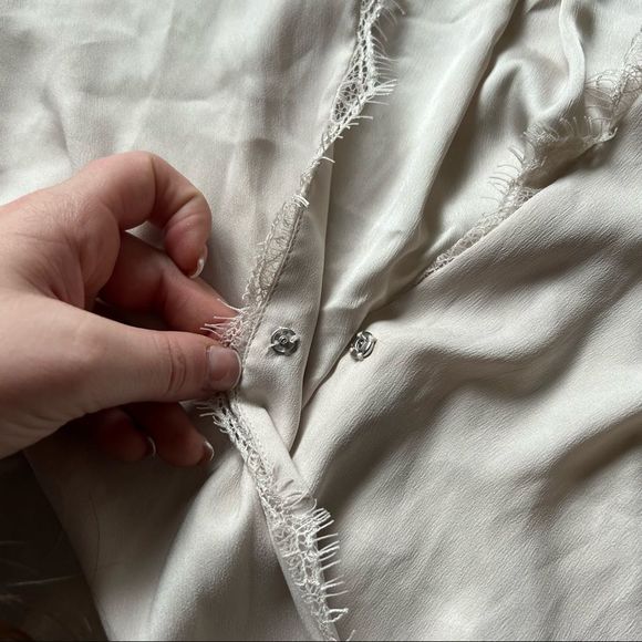 Ann Taylor Silky Overlap Long Sleeve Top - Picture 6 of 9